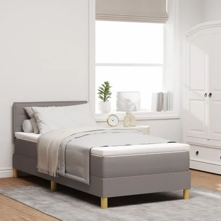 Cama Box Spring con Colchón Taupe 90x200 cm Tela von , Betten und Lattenroste - Ref: Foro24-3338815, Preis: 318,21 €, Rabatt: %