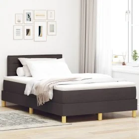 Cama con base de muelles con colchón marrón oscuro 120x200 cm de tela de , Camas y somieres - Ref: Foro24-3338835, Precio: 37...