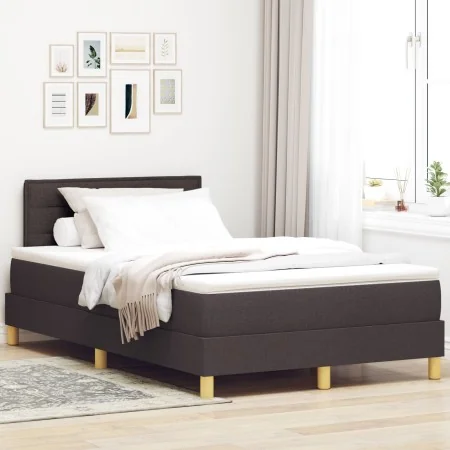 Cama con base de muelles con colchón marrón oscuro 120x200 cm de tela | Foro24.es | Tu tienda online para hogar, jardín y más Foro24.es