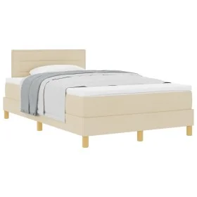 Cama con Base y Colchón Crema 120x200 cm Tela