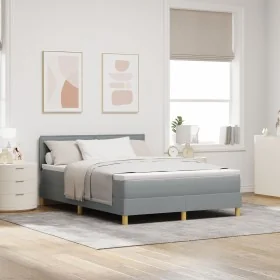 Cama con Somier con Colchón Gris Claro 140x190 cm