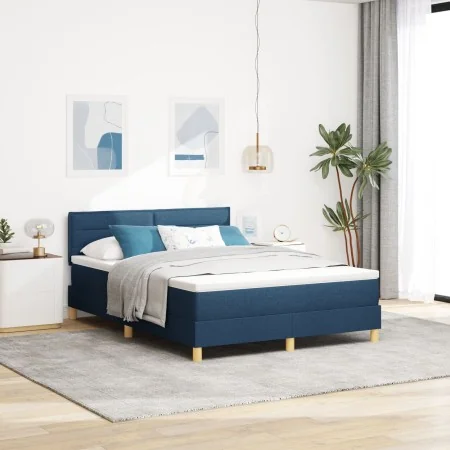 Cama con Somier con Colchón Azul 140x190 cm Tela by , Beds and slatted bases - Ref: Foro24-3338845, Price: 453,91 €, Discount: %