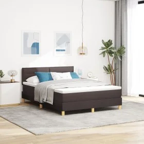 Cama Box Spring con Colchón Marrón Oscuro 160x200 cm Tela by , Beds and slatted bases - Ref: Foro24-3338856, Price: 481,19 €,...