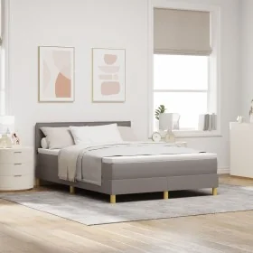 Cama con Base de Resortes y Colchón Taupe 160x200