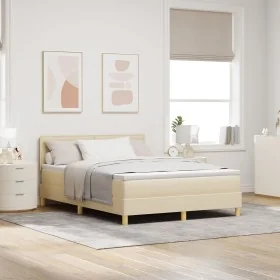Cama Box Spring con Colchón Crema 160x200 cm Tela