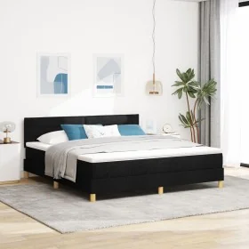 Cama Box Spring con Colchón Negra 180x200 cm Tela