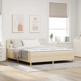 Cama con Box Spring con Colchón Crema 180x200 cm