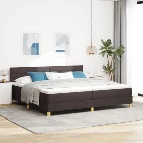 Cama con Box Spring con Colchón Marrón Oscuro