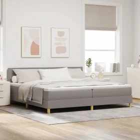 Cama Box Spring con Colchón Taupe 200x200 cm Tela