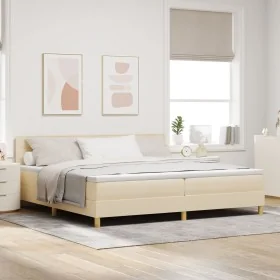 Cama con Base de Resortes con Colchón Crema