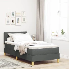 Cama con Box Spring con Colchón Gris Oscuro