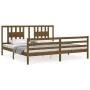 Estructura cama y cabecero madera maciza marrón miel 200x200 cm de vidaXL, Camas y somieres - Ref: Foro24-3194594, Precio: 17...