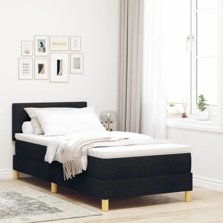 Cama con Somier con Colchón Negra 100x200 cm Tela de , Camas y somieres - Ref: Foro24-3338897, Precio: 307,03 €, Descuento: %