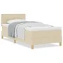Cama con somier con colchón crema 100x200 cm tela | Foro24.es | Tu tienda online para hogar, jardín y más Foro24.es
