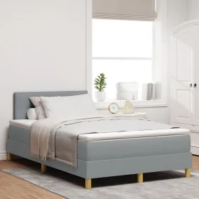 Cama con Base de Caja con Colchón Gris Claro