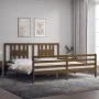 Estructura cama y cabecero madera maciza marrón miel 200x200 cm de vidaXL, Camas y somieres - Ref: Foro24-3194594, Precio: 17...