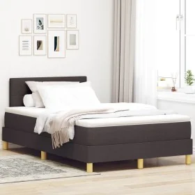 Cama con Somier con Colchón Marrón Oscuro 120x200