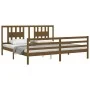 Estructura cama y cabecero madera maciza marrón miel 200x200 cm de vidaXL, Camas y somieres - Ref: Foro24-3194594, Precio: 17...