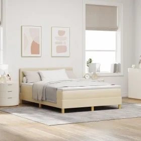 Cama con Box Spring y Colchón Crema 140x200 cm