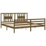 Estructura cama y cabecero madera maciza marrón miel 200x200 cm de vidaXL, Camas y somieres - Ref: Foro24-3194594, Precio: 17...