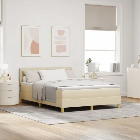 Cama con Box Spring y Colchón Crema 160x200 cm Tela | Foro24.es | Tu tienda online para hogar, jardín y más Foro24.es