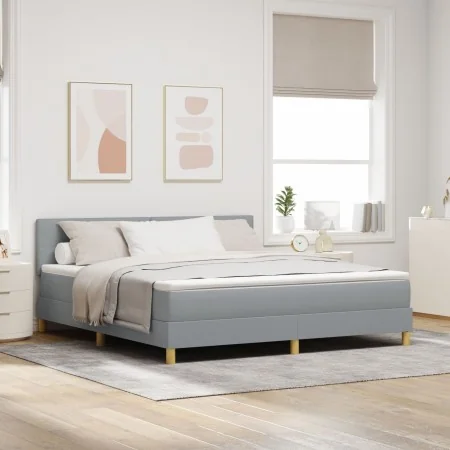Cama de Somier con Colchón Gris Claro 180x200 cm Tela de , Camas y somieres - Ref: Foro24-3338937, Precio: 537,18 €, Descuent...