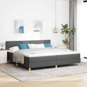 Cama con Base de Muelles con Colchón Gris Oscuro