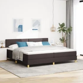 Cama con Somier con Colchón Marrón Oscuro 200x200
