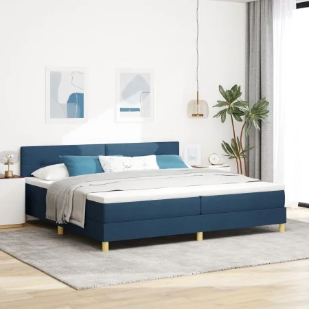 Cama Box Spring con Colchón Azul 200x200 cm Tela | Foro24.es | Tu tienda online para hogar, jardín y más Foro24.es