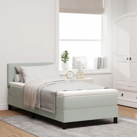 Cama con Somier con Colchón Gris Claro 100x200 cm Terciopelo de , Camas y somieres - Ref: Foro24-3339152, Precio: 309,18 €, D...