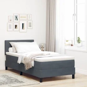 Cama con sommier y colchón Gris Oscuro 100x200 cm