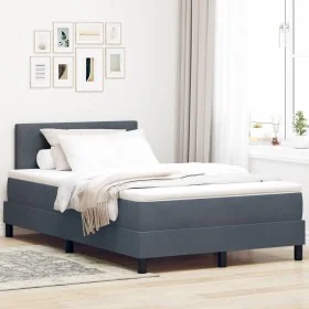 Cama con colchón Box Spring Gris oscuro 120x200