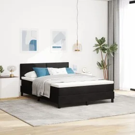 Cama con somier con colchón Negro 140x190 cm