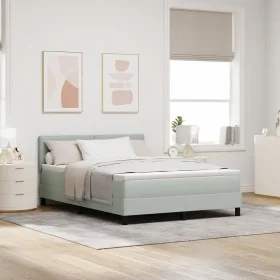 Cama Box Spring con Colchón Gris Claro 140x200 cm