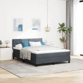 Cama Box Spring con Colchón Gris Oscuro 140x200