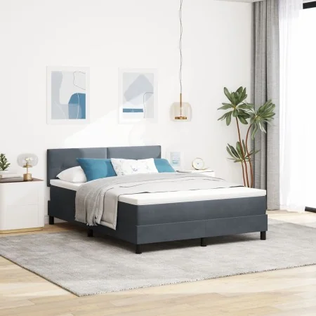 Cama Box Spring con Colchón Gris Oscuro 140x200 cm Terciopelo | Foro24.es | Tu tienda online para hogar, jardín y más Foro24.es