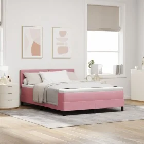 Cama con Somier y Colchón Rosa 140x200 cm