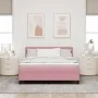 Cama con Somier y Colchón Rosa 140x200 cm Terciopelo de , Camas y somieres - Ref: Foro24-3339181, Precio: 412,42 €, Descuento: %