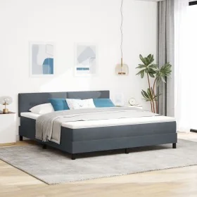 Cama Box Spring con colchón gris oscuro Super