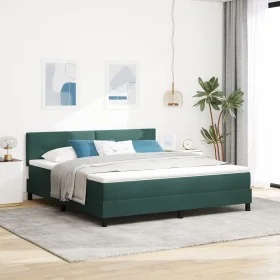 Cama Box Spring con colchón Verde Oscuro Super