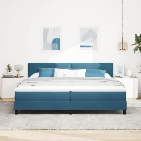 Cama con somier con colchón azul oscuro 200x200