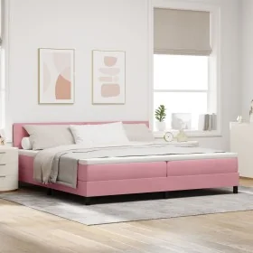 Cama con Somier y Colchón Rosa 200x200 cm Terciopelo by , Beds and slatted bases - Ref: Foro24-3339199, Price: 534,78 €, Disc...