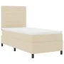 Cama con somier con colchón crema 90x200 cm tela | Foro24.es | Tu tienda online para hogar, jardín y más Foro24.es