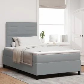 Cama con Base de Resorte con Colchón Gris Claro