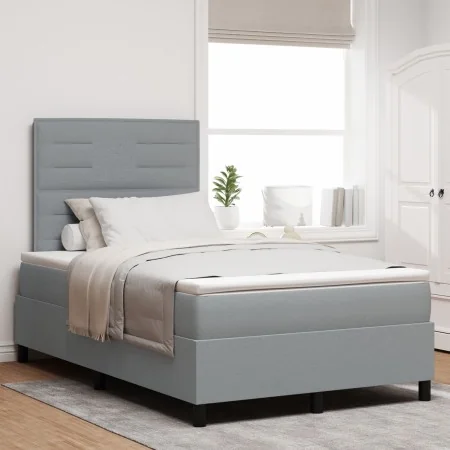 Cama con Base de Resorte con Colchón Gris Claro 120x200 cm Tela | Foro24.es | Tu tienda online para hogar, jardín y más Foro24.es