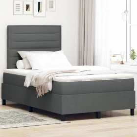 Cama con Box Spring con Colchón Gris Oscuro