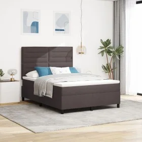 Cama con Box Spring y Colchón Gris Oscuro 140x200