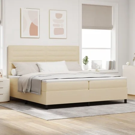 Cama Box Spring con Colchón Crema 200x200 cm Tela | Foro24.es | Tu tienda online para hogar, jardín y más Foro24.es