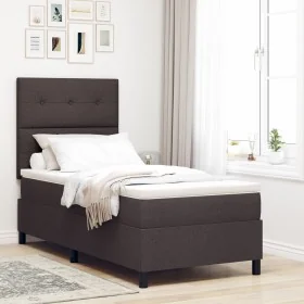 Cama con Somier con Colchón Marrón Oscuro 100x200