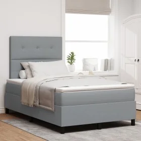 Cama con somier y colchón gris claro 120x200 cm